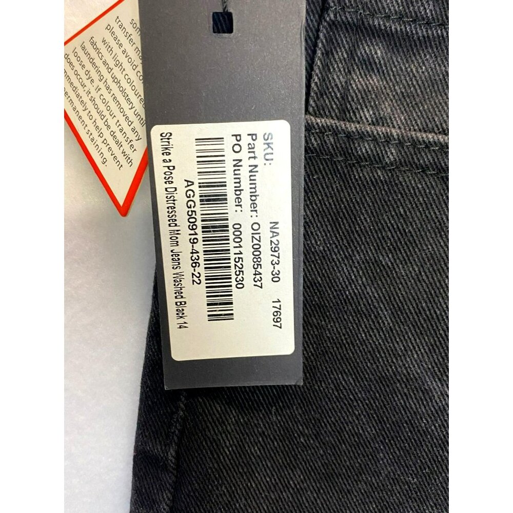 Nasty Gal Jeans NWT! Strike a Pose Distressed High Rise Mom US Size 10 Black - Picture 8 of 12